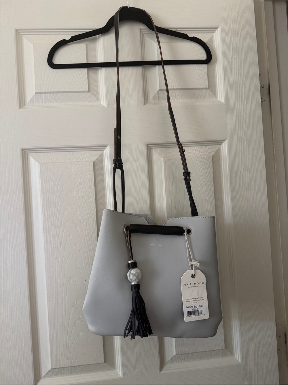 Pixie Mood Grey Crossbody Tote with Tassel